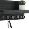 Wall Key Holder with Shelf, Hooks for Bags & Coats, Paulownia Wood, 9.8 x 6.7 x 4.2 - Cart Shape