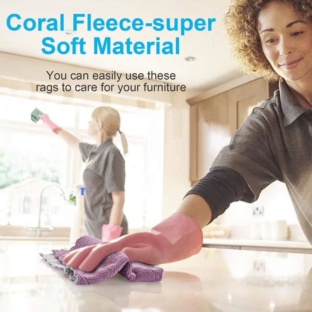 12PCS Double-Sided Microfiber Kitchen Towels, Reusable Cleaning Cloths 10x6 - Cart Shape