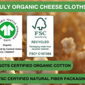 Organic Cheese Cloths, GOTS Certified, Grade 100, 36x36Inch, Reusable Cheese Cloth with Closed Edges Fabric Fine Mesh Cloth, Unbleached Cotton Muslin Cheesecloth for Straining,Cooking,Crafts - 9 Sq.Ft
