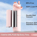 26 oz Insulated Water Bottle with 2-in-1 Straw and Spout Lid, Keep Cold 24H, Leak-Proof, Fits in Car Cup Holder, Stainless Steel Water Bottle for Sports, Travel, and School (Cotton Candy)