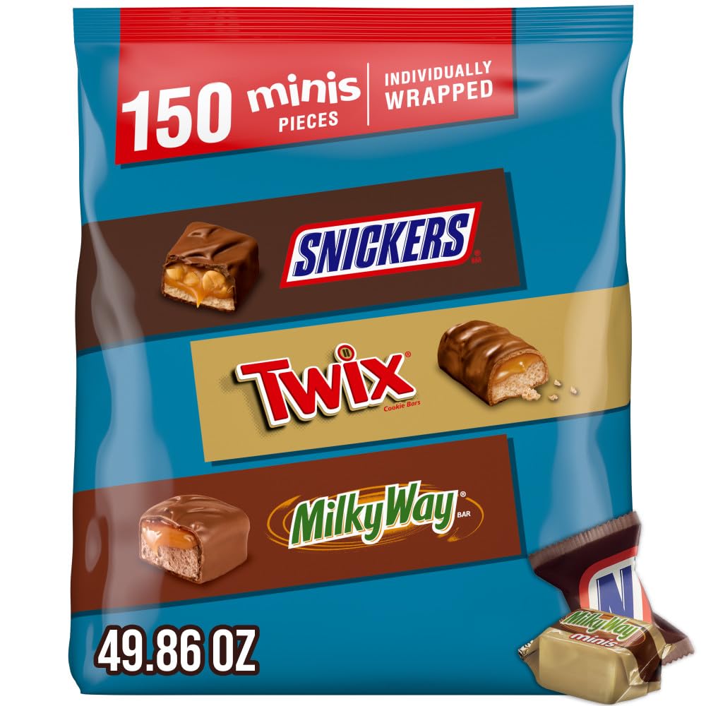 Snickers Mini Assorted Snickers, Twix & Milky Way Minis Assorted Chocolate Candy Variety Pack ...