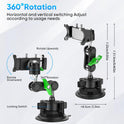 MAGIC JOHN Car Phone Holder, Ultra-Durable Mteal Phone Holders for Your Car, 360° Rotation Cell Phone Car Mount for Windshield, Suction Cup Car Phone Mount for iPhone Samsung All Smartphone