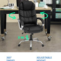 FDW Office Chair Computer High Back Adjustable Ergonomic Desk Chair Executive PU Leather Swivel Task Chair with Armrests Lumbar Support (Black)