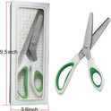 Green Pinking Shears Comfort Grips Crafts Zig Zag Cut Sewing Scissors,Professional Handheld Dressmaking
