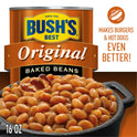 BUSH'S BEST 16 oz Canned Original Baked Beans, Source of Plant Based Protein and Fiber, Low Fat, Gluten Free, (Pack of 12)
