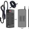Surge Protector Power Strip - Nuetsa Flat Plug Extension Cord with 8 Outlets and 4 USB Ports, 6 Feet Power Cord (1625W/13A), 2700 Joules, ETL Listed, Black
