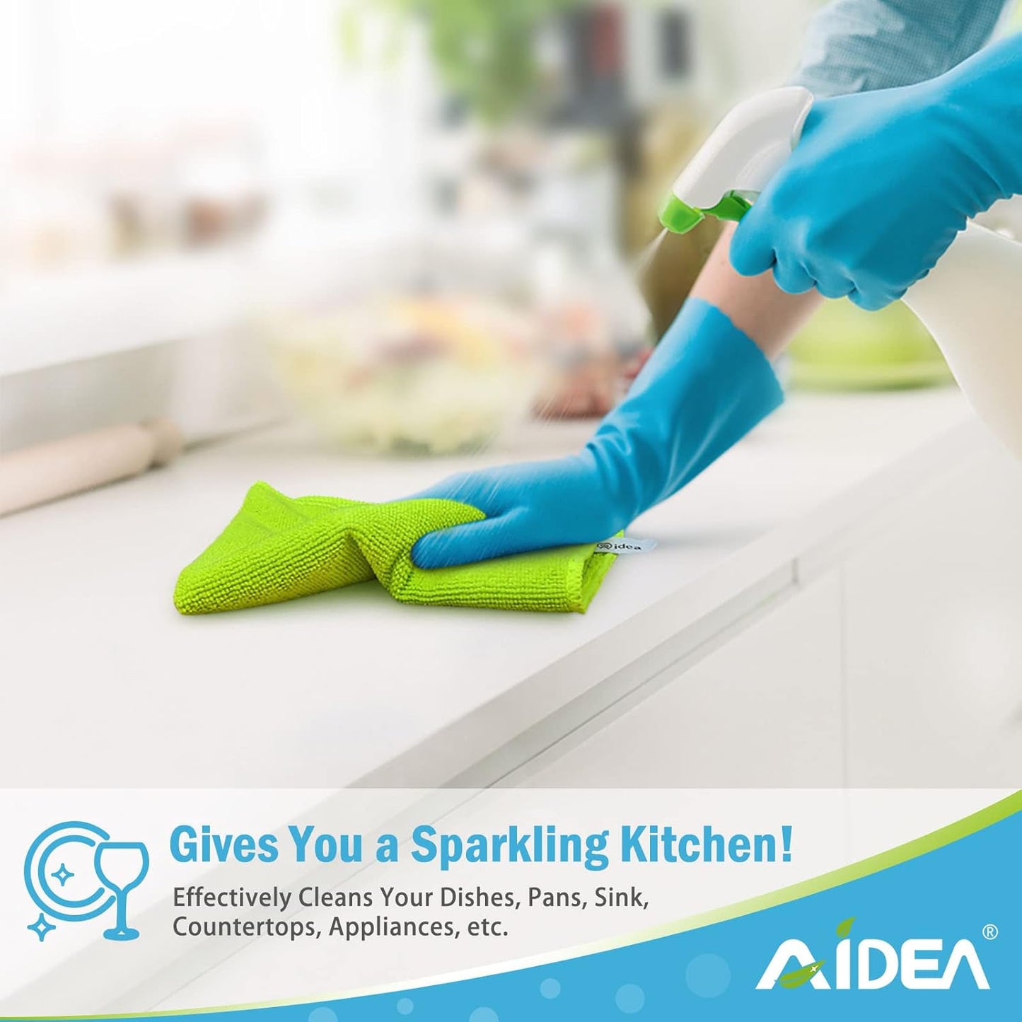 AIDEA Microfiber Cleaning Cloth-50PK, Soft Microfiber Towels for Cars, Absorbent Cleaning Rags, Lint-Free Streak-Free Wash Cloths for House, Kitchen, Window(12in.x12in)