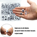520 Pcs Wiggle Googly Eyes with Self-Adhesive, 6mm 8mm 10 mm 12mm 15mm Mixed Packaging (Black and White)