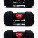 Red Heart Super Saver Black Yarn - 3 Pack of 198g/7oz - Acrylic - 4 Medium (Worsted) - 364 Yards - Knitting/Crochet