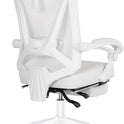 Misolant Ergonomic Office Chair with Footrest, Ergonomic Desk Chair with Adjustable 2D Lumbar Support, High Back Computer Chair with Adjustable Headrest, White Comfortable Leather Office Chairs