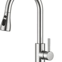 FORIOUS Kitchen Faucets with Pull Down Sprayer, Brushed Nickel, High Arc Single Handle Classic Stainless Steel Sink Faucet 1 or 3 Hole, Suitable for Farmhouse Camper Laundry Rv Bar