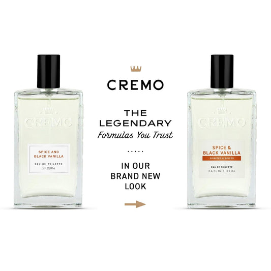 Cremo Cologne for Men - Spice & Black Vanilla Mens Cologne Spray - An Explosion of Vibrant Spices, Dark Woods and Black Vanilla, Fragrances For Men, 3.4 Fl Oz - Cart Shape