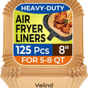 Air Fryer Paper Liners, 125Pcs Parchment Paper, Air Fryer Liners Disposable for Microwave, Non-Stick Air Fryer Liner Square Free of Bleach (8IN)