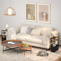 Narrow Side Table, Slim End Tables with Fabric Basket, Skinny Table for Small Spaces, Thin Bedside Table for Living Room, Bedroom