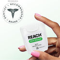 REACH Waxed Dental Floss, Mint, Plaque Remover for Teeth, Shred Resistant, Floss Slides Smoothly, Easy to Use, Waxed, Deep Cleaning Teeth, Oral Care, PFAS Free, for Adults & Kids, 1 Pack, 55 yd