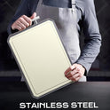 SNOWCLAD Stainless Steel Cutting Board,Double Sided Steel Cutting Boards for kitchen,Stainless Steel/Wheat straw pp Large Board for meat,non toxic Chopping,16 * 11 Inch,Dishwasher Safe
