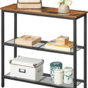HOOBRO 29.5" Narrow Console Table, 3-Tier Entryway Table, Thin Sofa Table with Shelves, Side Table, Display Table, for Hallway, Entrance, Living Room, Bedroom, Rustic Brown and Black BF73XG01