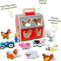 Melissa & Doug Take-Along Wooden Toy Barn, 11-Pc Portable Toddler Playset with Farm Animals & Pop-Up Roof, Preschool Learning Toys for Girls & Boys 2+