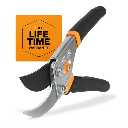 Fiskars Bypass Pruning Shears, 5/8-Inch Cut Capacity Garden Clippers, Gardening Scissors with Sharp, Rust Resistant Steel Blade - Cart Shape