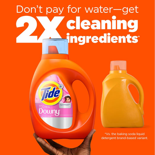 Tide Plus Boost of Ultra Downy Liquid Laundry Detergent, April Fresh Scent, 132 fl oz, 94 Loads, Laundry Detergent Liquid with Long-Lasting Freshness