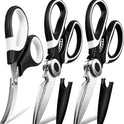 Food Grade Kitchen Scissors All Purpose 3 Pack - Heavy Duty Stainless Steel Cooking Shears for Cutting Meat, Food, Fish, Poultry Sharp Sissors for Dishwasher Safe - with Protective Sheath