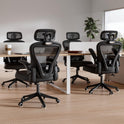 Computer Desk Chair, Ergonomic Office Chair M903 with Wheels, High Back Mesh Office Chair with Adjustable Lumbar Support, Headrest, Flip-Up Armrests, Black