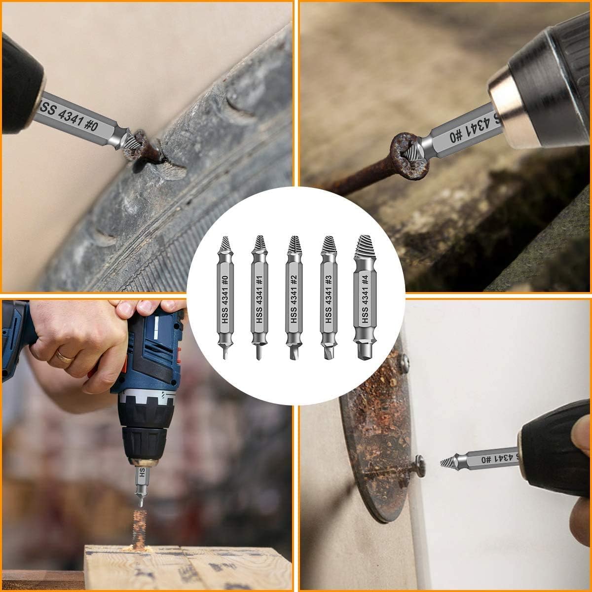 Gifts for Men,Damaged Screw Extractor Set-Christmas Stocking Stuffers for Men Adults Him,Mens Gifts for Dad,Husband,Stripped Screws Nuts & Bolts Drill Bit Tools for Easy Removal of Rusty Broken Screw
