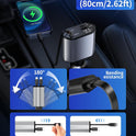 Retractable Car Charger, 4 in 1 Fast Charging Car Charger USB-C & USB-A Compatible with iPhone 17/16/15/14/13/12/11,Galaxy,Pixel