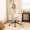 IWMH High-Back Home Office Chair,Upholstered Desk Chair with Armrests,Height Adjustable Armchair with Wheels, Swivel Office Desk Chair, Ergonomic Computer Task Chair, Leisure Armchair Cashmere(White)