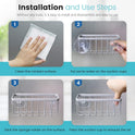Sponge Holder for Kitchen Sink, Kitchen Sink Sponge Holder,Sink Caddy,Dish Soap Holder （Mat Silver）
