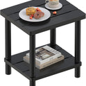 Outdoor Side Table, 2-Tier Small Outdoor Table for Patio, Adirondack Side Tables for Outside or Indoor, Bamboo End Table for Pool, Porch, Weather Resistant Easy Maintenance-Black