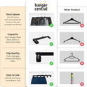 Hanger Central 30 Pack Pants Hangers – 12 Inch Slim Plastic Clothes Hangers with Clips for Skirts, Shorts & Trousers – Non Slip Grip, Heavy Duty Space Saver with Swivel Hook – Black Closet Organizer