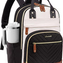 LOVEVOOK Backpack for Women, Fits 15.6 Inch Laptop Bag, School Backpacks, Fashion Travel Work Anti-theft Bag, Business Computer Waterproof College Backpack Purse, Beige-Black-Brown