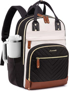 LOVEVOOK Backpack for Women, Fits 15.6 Inch Laptop Bag, School Backpacks, Fashion Travel Work Anti-theft Bag, Business Computer Waterproof College Backpack Purse, Beige-Black-Brown