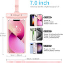 wellhouse Waterproof Phone Pouch, Waterproof Phone Case for iPhone 16 15 14 13 12 Pro Max XS Samsung, IPX8 3D Cellphone Dry Bag Beach Essentials (1 Pack - Pink7.0, 7 inch)