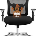 Sweetcrispy Big and Tall Office Desk Chair with Lumbar Support, 500lbs Heavy Duty Mesh Ergonomic Computer Chair with 4D Armrest and Wide Comfy Seat, Wheels for Adult