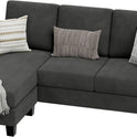 VICTONE Convertible Sectional Sofa Couch, 3 Seat L-Shaped Sofa with Linen Fabric Ottoman Small Couch for Small Apartments, Living Room and Office (Linen Fabric, Dark Gray)
