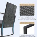 3 Pieces Outdoor Patio Furniture Set Rocking Bistro Set Outdoor Rattan Conversation with Coffee Table for Garden Balcony Backyard Poolside (Grey Cushion)
