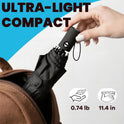 SIEPASA Compact Travel Umbrella - Windproof Auto Open/Close, Small Folding Umbrella for Rain - Lightweight & Durable with Fiberglass Frame, Waterproof Canopy - Fits Backpack, Purse, Suitcase. (Black)