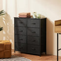 Sweetcrispy Dresser, Dresser for Bedroom Drawer Organizer Storage Drawers, Fabric Storage Tower with 8 Drawers, Chest of Drawers with Steel Frame, Wood Top for Nursery, Living Room, Closet