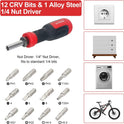 SHARDEN Multi Screwdriver 13-in-1 Screw Driver Adjustable Screwdriver Set Multitool All in One with Torx Security, Flat Head, Phillips, Hex, Square and 1/4 Nut Driver