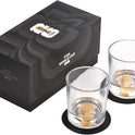 Official FIFA World Cup 2026 Edition - 8oz Whiskey Glass & Leather Coasters Gift Set - 2 of Each - Perfect for Parties, Bars, Tailgates, Mancaves & Gamedays - Once in a Lifetime Drinkware Set