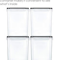 Vtopmart 4 PCS Large Food Storage Containers 5.2L / 175oz, 4 Pieces BPA Free Plastic Airtight Canisters for Flour, Sugar, Baking Supplies, Rice with Lids, 4 Measuring Cups and 24 Labels, Black