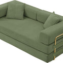 4-in-1 Folding Convertible Sofa Bed, 78 Inch Oversized Corduroy Upholstered Boneless Couch, Loveseat Sleeper with Pull Out Bed, Floor Sofa Modular Futon Couch for Living Room Bedroom Lounge, Green