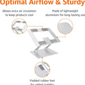 Sturdy and Portable Ergonomic Laptop Stand for Desk, Adjustable Riser, Fits all Laptops and Notebooks up to 17.3 Inch, Silver, 10 x 8.7 x 6 in