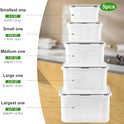 5 PCS Large Fruit Containers for Fridge - Leakproof Food Storage Containers with Removable Colander - Dishwasher & microwave safe Produce Containers Keep Fruits, Vegetables, Berry, Meat Fresh longer