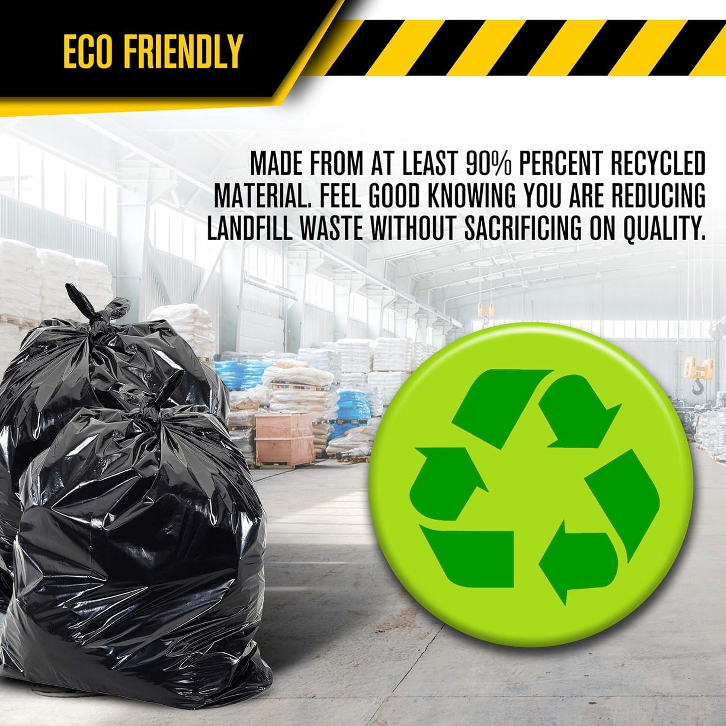 Ultrasac Contractor Bags 42 Gallon (20 PACK/w FLAP TIES), 32.75 x 44.5-3 MIL Thick Large Black Heavy Duty Industrial Garbage Trashbags for Professional Construction and Commercial use