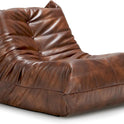 Hobestluk Giant Bean Bag Chair Lazy Floor Sofa, Memory Foam Fireside Sofa for Adults, Big Beanbag Faux Leather Armless Chair for Living Room Bedroom Dorm Office (Brown, Single)