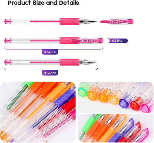 Taotree Glitter Gel Pens, 32 Colors Neon Glitter Pens Fine Tip Art Markers Set 40% More Ink Colored Gel Marker for Adult Coloring Book, Drawing Art Supplies, Scrapbook, Journaling, Sparkle Gifts