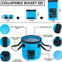 AUTODECO 22Pcs Car Wash Cleaning Tools Kit Car Detailing Set with Blue Canvas Bag Collapsible Bucket Wash Mitt Sponge Towels Tire Brush Window Scraper Duster Complete Interior Car Care Kit
